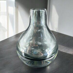 Heavy Art Glass Vase Cased Charcoal Gray Glass Vase Decorative Glassware VTG